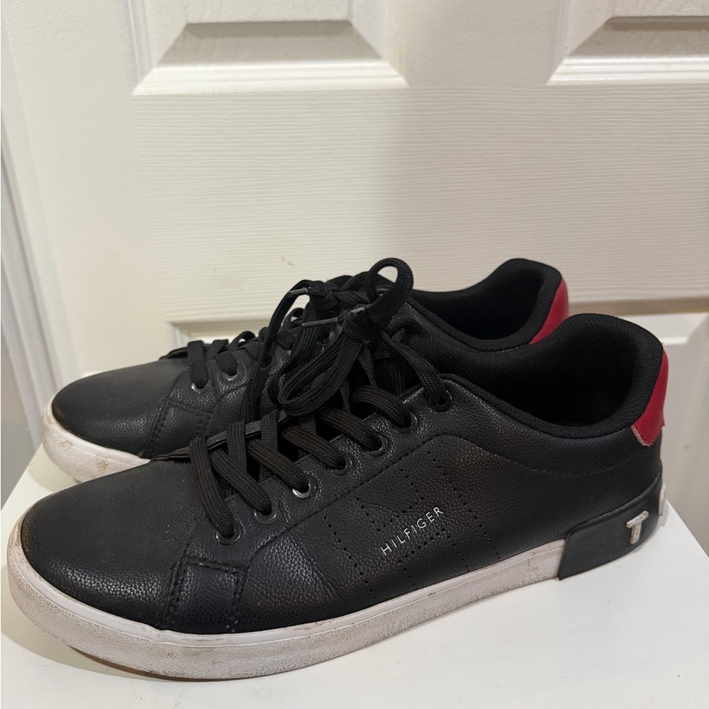 Tommy Hilfiger Black and Red Sneakers